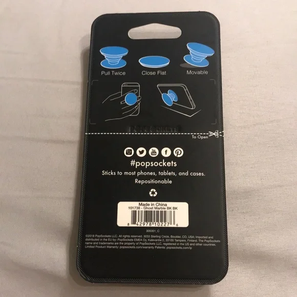 PopSockets Ghost Marble PopSocket Black White - Picture 4 of 5